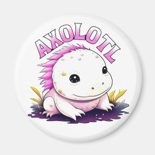 Pink and White Axolotl Magnet