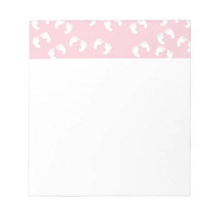 Pink and White Baby Feet - Baby Shower Print Notepad