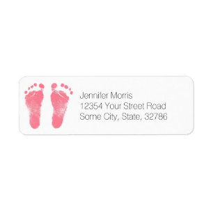Pink and White Baby Footprints