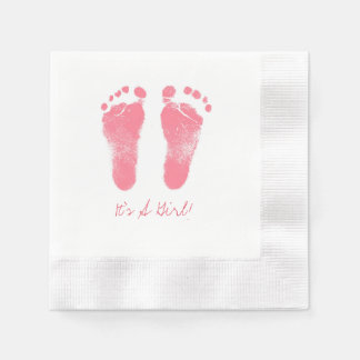 Pink and White Baby Footprints Napkin