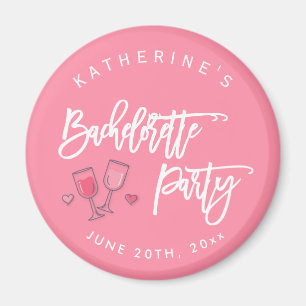 Pink And White Bachelorette Party Magnets