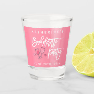 Pink And White Bachelorette Party Shot Glass