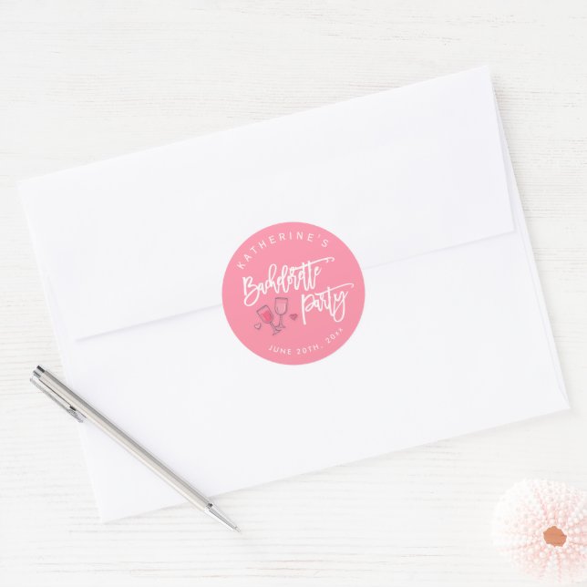 Pink And White Bachelorette Party Stickers (Envelope)