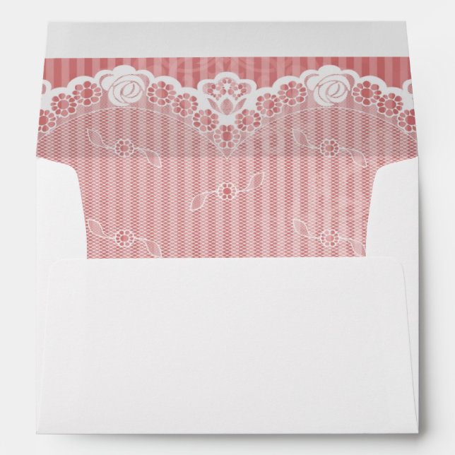 Pink and white background with black lace envelopes (Back (Bottom))