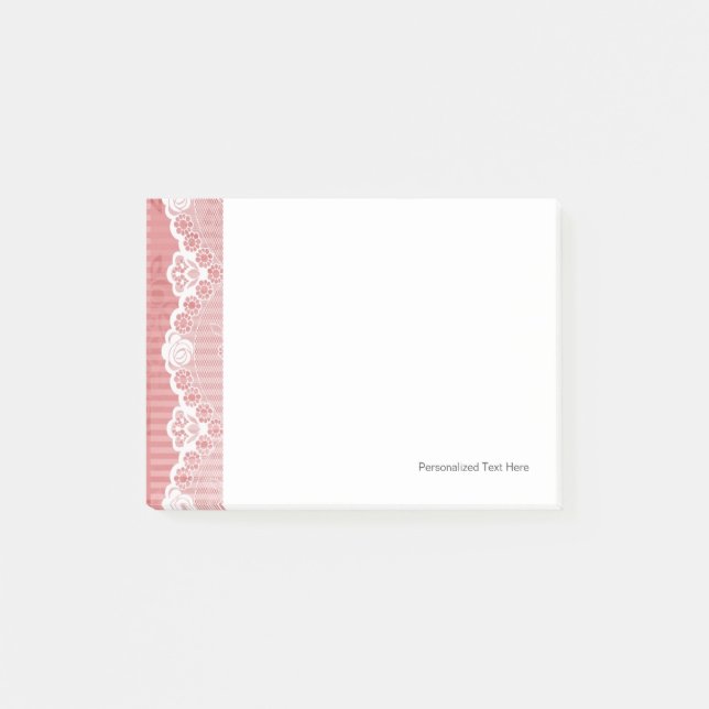 Pink and white background with black lace post-it notes (Front)
