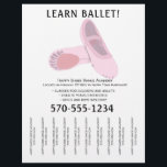 Pink and White Ballet Dance Tear Off Strips Flyer<br><div class="desc">Promote your dance school or ballet lessons with this flyer that features an illustration of a pair of ballet shoes in light pink with black lettering against a plain white background. It's easy to personalise these flyers with all of your information. The tear-off strips or pull off strips make this...</div>