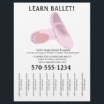 Pink and White Ballet Dance Tear Off Strips Flyer<br><div class="desc">Promote your dance school or ballet lessons with this flyer that features an illustration of a pair of ballet shoes in light pink with black lettering against a plain white background. It's easy to personalise these flyers with all of your information. The tear-off strips or pull off strips make this...</div>