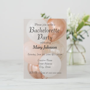 Pink and White Balloons Bachelorette Party Invitation