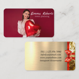 Pink and White Balloons Modern Business card