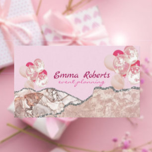 Pink and White Balloons Modern Business card