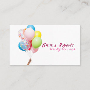 Pink and White Balloons Modern Business card