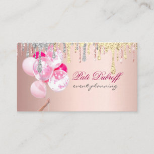 Pink and White Balloons Modern Business card