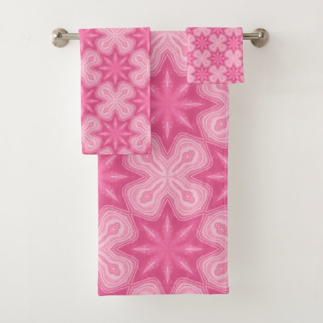 Pink And White Bath Towel Set (Insitu)