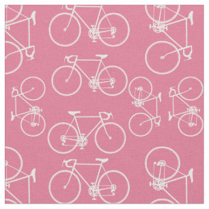 Pink and white bicycle pattern fabric
