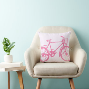 Pink and White Bicycle Pillow