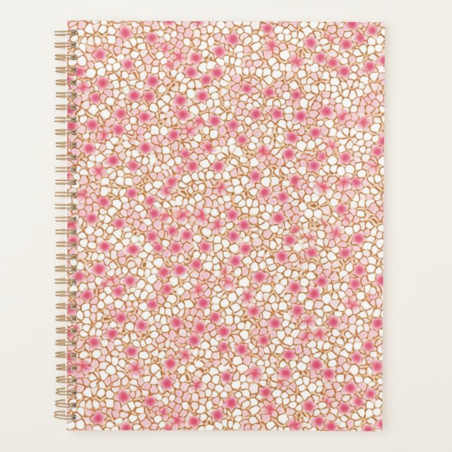 Pink and White Blossom Chiyogami Planner (Front)