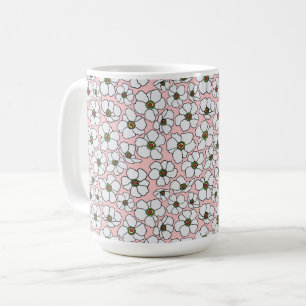 Pink And White Boho Floral Coffee Mug