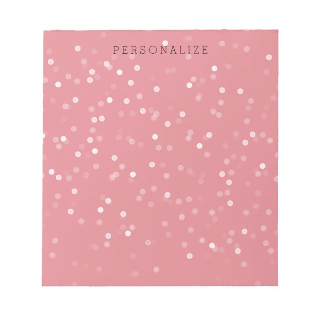 Pink and White Bokeh Confetti Notepad (Front)