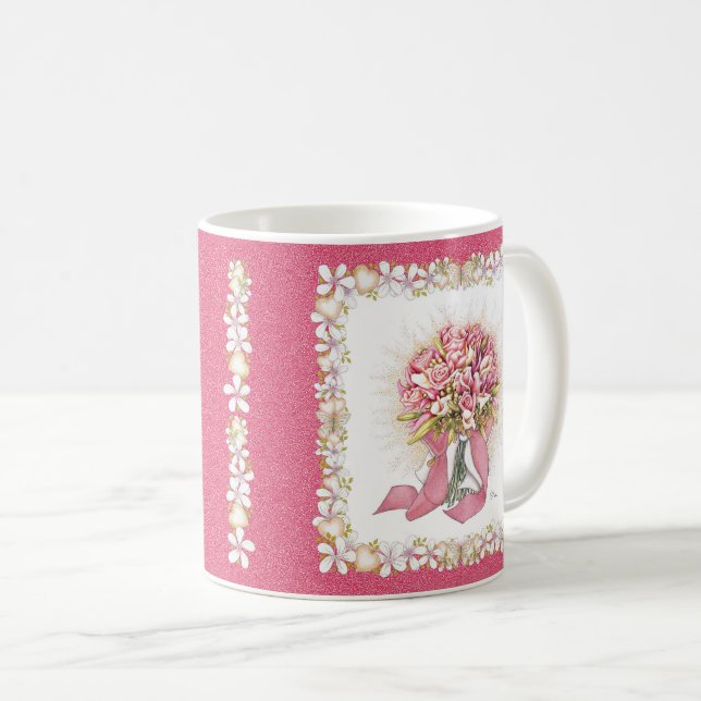 Pink and White Bouquet Mug (Front Right)