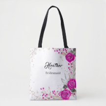 Pink and white Bridesmaid tote