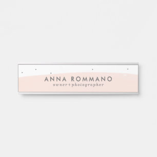 Pink and white brushstrokes door sign