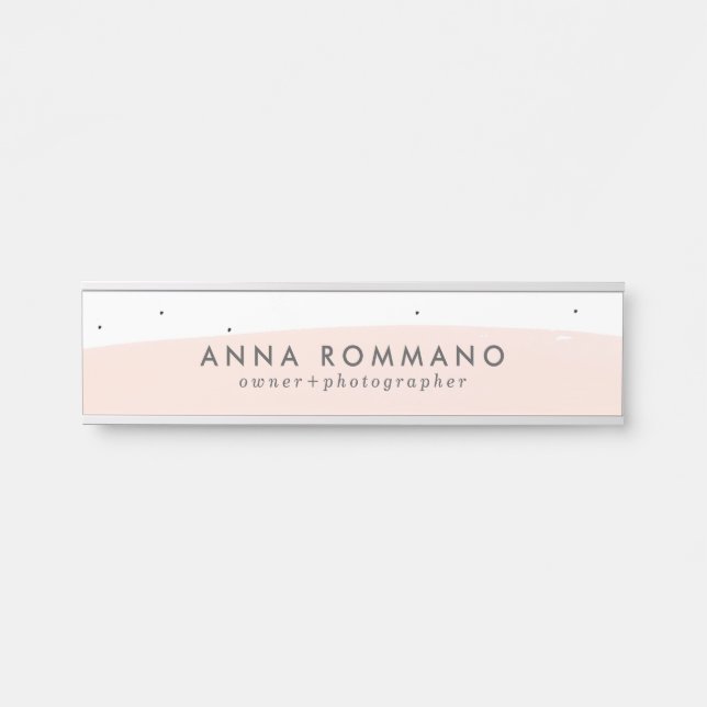 Pink and white brushstrokes door sign (Front)