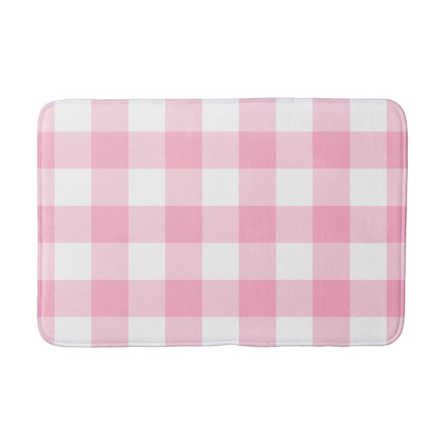 Pink and White Buffalo Check Bath Mat (Front)