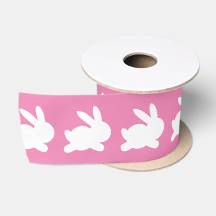 Pink and White Bunny Rabbit Satin Ribbon