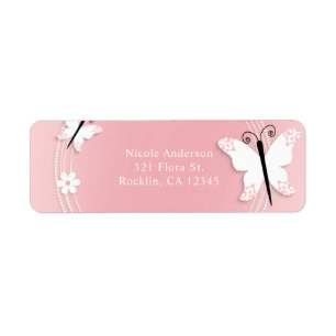 Pink and White Butterflies & Flowers Invitation