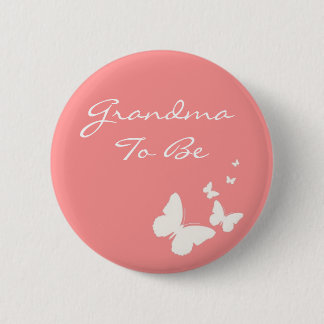 Pink and White Butterfly Grandma To Be Pin
