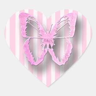 Pink and White Butterfly Stickers