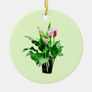 Pink and White Calla Lilies Ceramic Tree Decoration