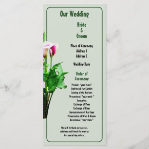 Pink and White Calla Lilies Wedding Program Programme