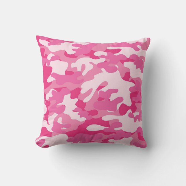 Pink and White Camo Design Cushion (Front)