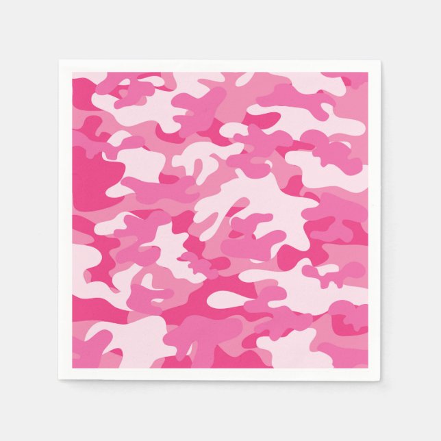 Pink and White Camo Design Napkin (Front)