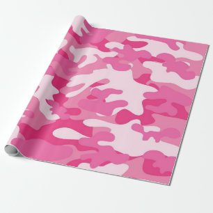Pink and White Camo Design Wrapping Paper