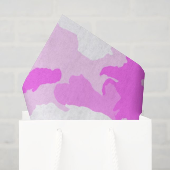 Pink and White Camouflage Pattern Tissue Paper (Gift Bag)