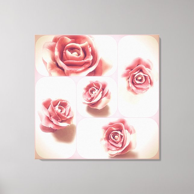 Pink and White Candy Rose Collage Canvas Print (Front)