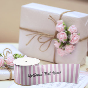 Pink and White Candy Stripe with Personalised Text Satin Ribbon