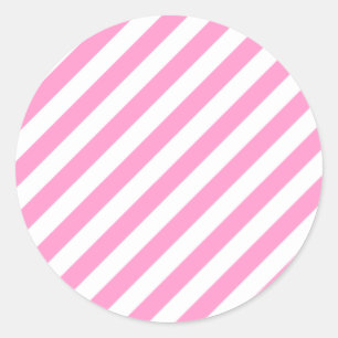 Pink and White Candy Stripes. Classic Round Sticker