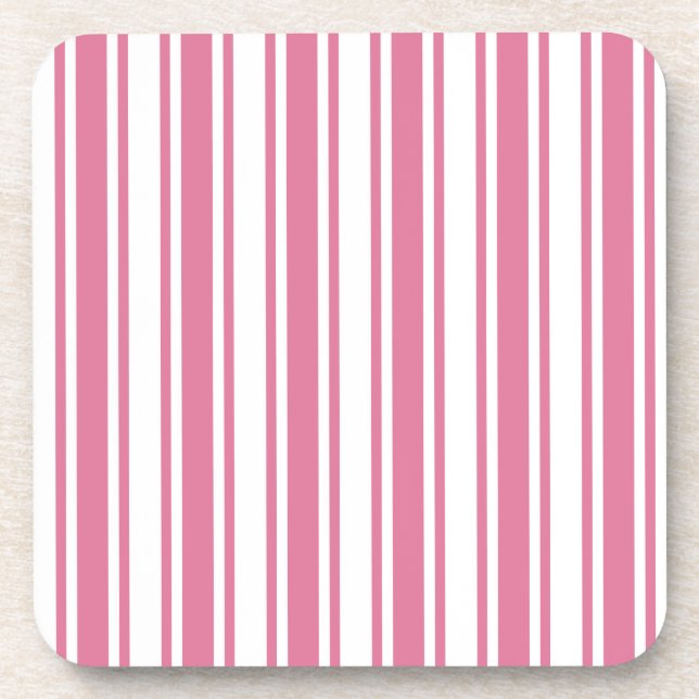 Pink and white candy stripes coaster (Front)