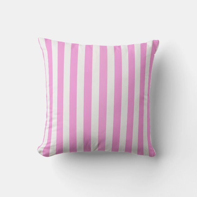 Pink and white candy stripes cushion (Front)