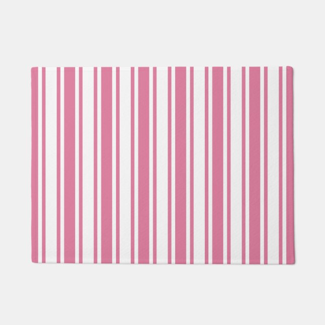 Pink and white candy stripes doormat (Front)