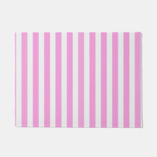 Pink and white candy stripes doormat