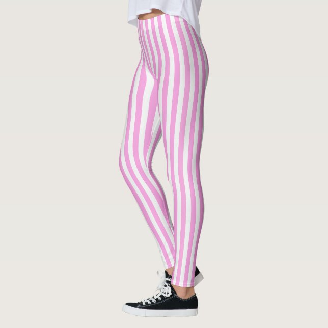 Pink and white candy stripes leggings (Left)