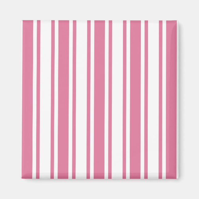 Pink and white candy stripes magnet (Front)