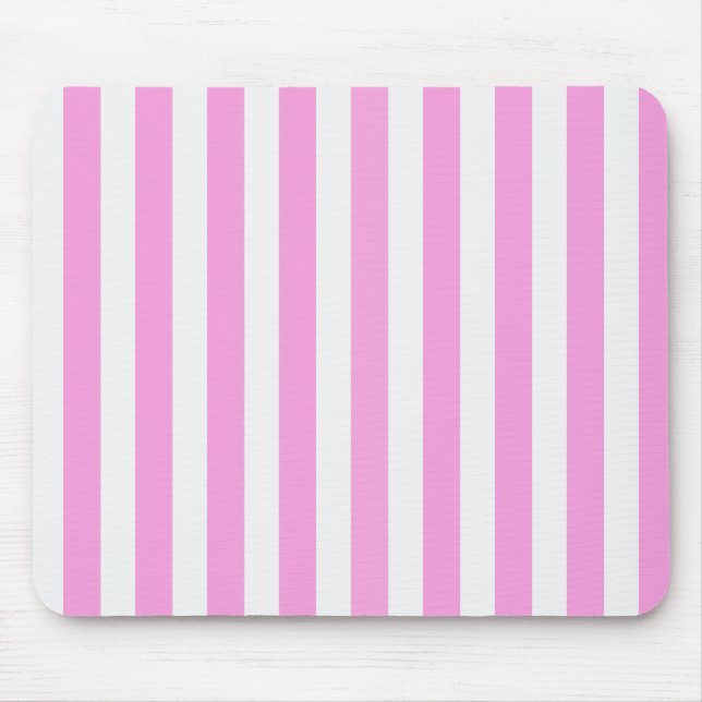 Pink and white candy stripes mouse mat (Front)