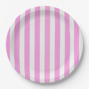 Pink and white candy stripes paper plate