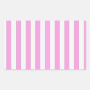Pink and white candy stripes rectangular sticker