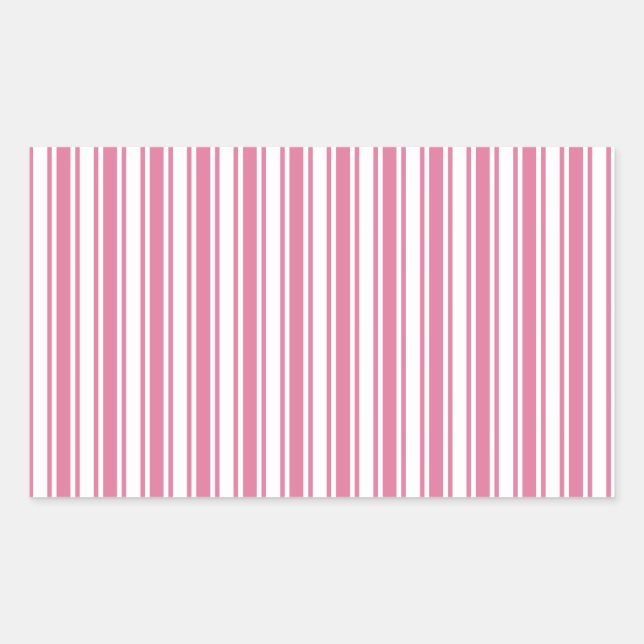 Pink and white candy stripes rectangular sticker (Front)